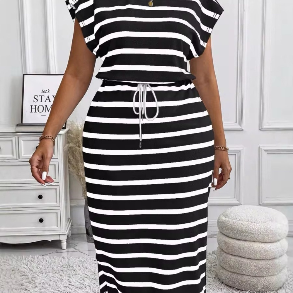 Black and White Striped Dress